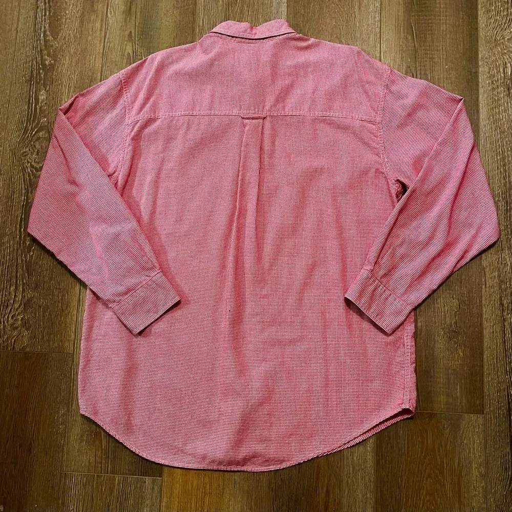 CHAPS Ralph‎ Lauren Men's L RED Checked Long Sleeve Button-Down Shirt CREST LOGO
